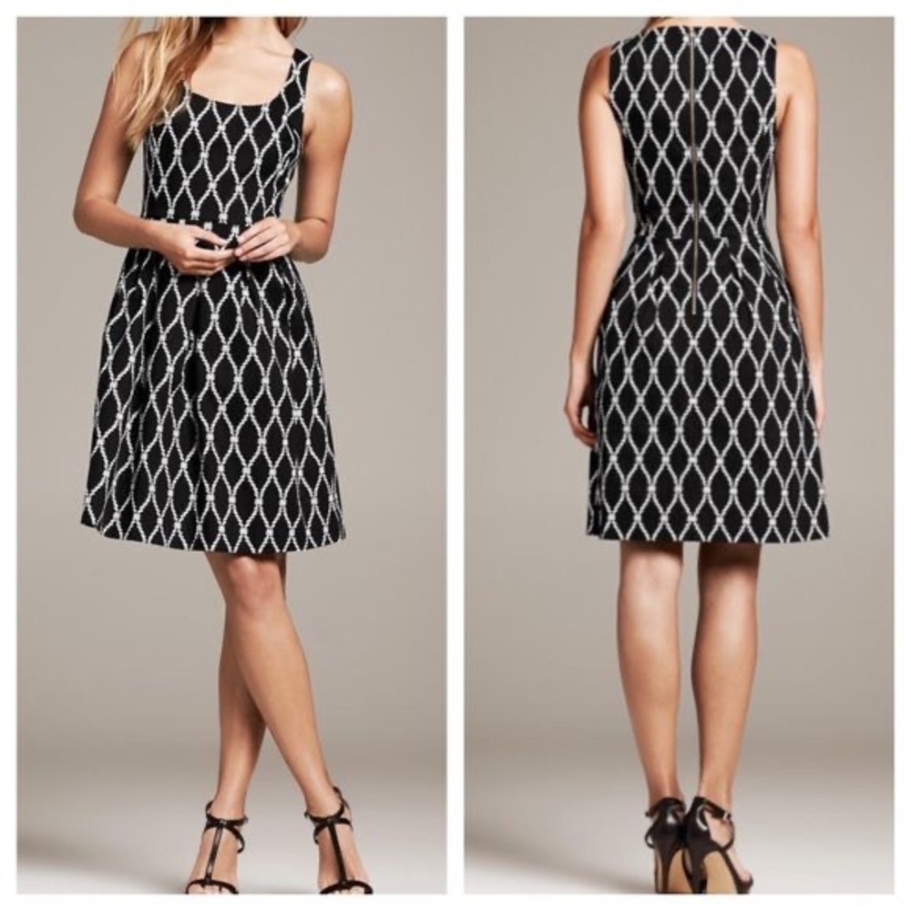 Banana Republic Black and Cream Dress with pockets